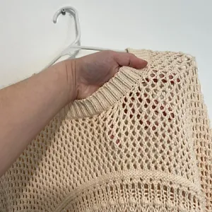 UNIVERSAL THREAD Cream Beige Mixed Knit Crochet Open Weave Crew Neck Sweater S thumbnail 6
