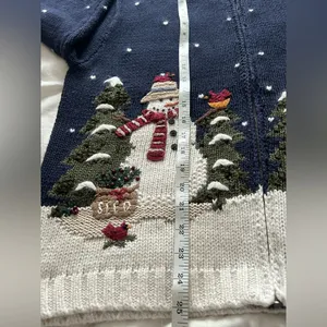 Vintage Croft & Barrow winter snowman embroidered zip-up cardigan sweater. NWT thumbnail 13