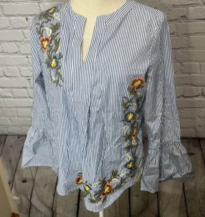 NWT Caslon puff sleeve embroidered blouse small thumbnail 11