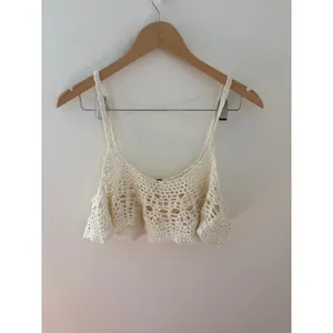 Free People Ivory White‎ Crochet Crop Top Boho Cotton Knit Cami XS thumbnail 2