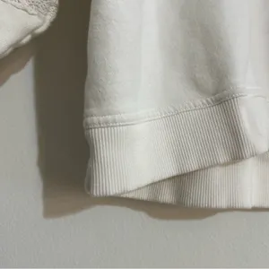 Aerie Hey Crochet Lace Trim Notch Neck Sweatshirt White Small thumbnail 4