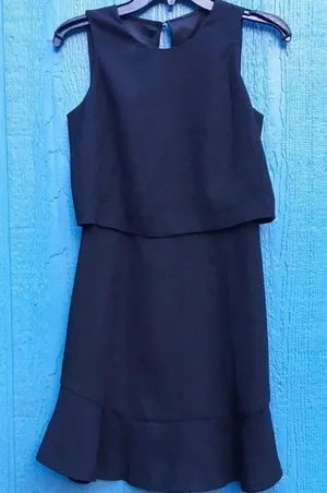 Banana Republic Black Ruffle Top Sleeveless Little Black Dress Size 0P v6x thumbnail 1