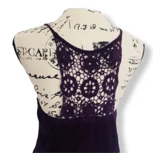 R Jean Purple Crochet Back Tank Top | Juniors Size Large | Flowy Sleeveless Blou thumbnail 2