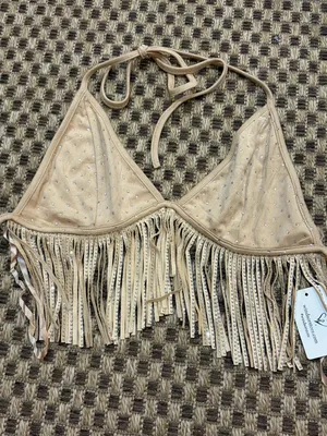 NWT Windsor Fringed and Fab Faux Suede Halter Top SIZE M Coachella Festival thumbnail 4