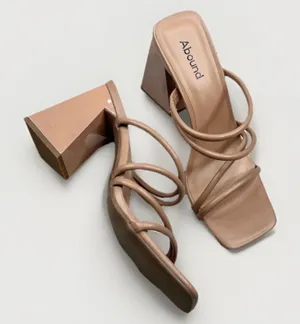 Abound ABAUSTYN-PU Beige Block Heel Strappy Square Toe Open-toe Heels Size 9M thumbnail 1