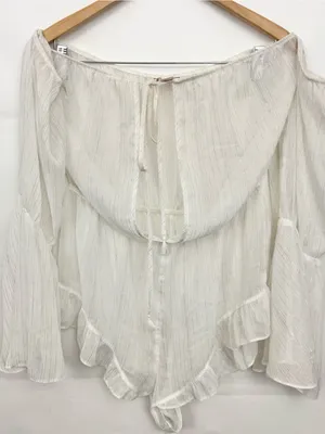 Victoria’s Secret off shoulder sheer white glitter romper swimsuit cover Large thumbnail 1