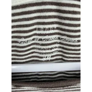 H&M Womens Long Sleeve Top Brown White Striped Scoop Neck Size M thumbnail 5