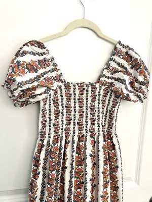 OPT Daphne Smocked Dress Small White thumbnail 6