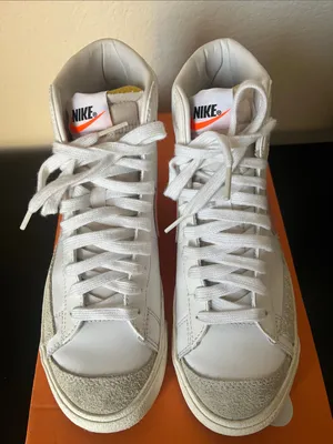 Nike Blazer Mid-Top Sneakers - White with Peach Swoosh thumbnail 3