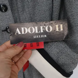 Adolfo II Skirt Suit Women 18W Atelier Grey Double Breasted Contrast NEW thumbnail 4