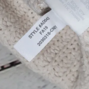 Madewell Women S Beige Chunky Knit‎ Mock Neck Button Side Wool Cotton Sweater thumbnail 6
