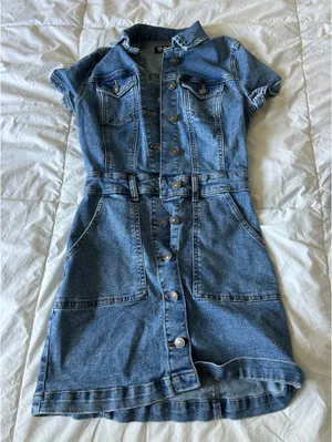 Denim button up dress thumbnail 3