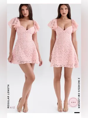 NEW House of cb VERITY Perfectly Pink Floral Lace Mini Dress sz XS thumbnail 4