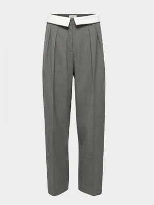 Aritzia Babaton Wool twill mid-rise pleated trousers with foldover waistband 6 thumbnail 4