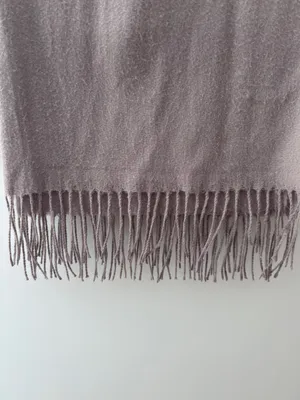 100% Cashmere Scarf with Fringe Taupe Mauve Quiet Luxury Classic Fall Winter OS thumbnail 4