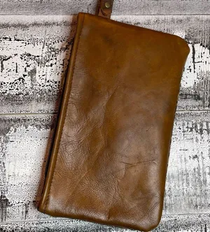 Cowhide Wristlet Clutch Leather Cowhide Zipper Embossed Leather Crossbody bag thumbnail 6