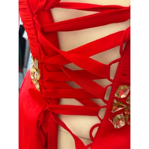 Red Strapless‎ Corset Back Cocktail Dress Jewel Waist Prom Homecoming Mini thumbnail 4