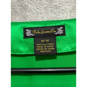 Vintage Y2k Polo Baby Doll Green 100% Silk Ruffle Sleeve Blouse Women’s Medium thumbnail 5