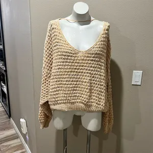 Free People Women's XL Standard V-Neck Pullover Sweater Multicolor Casual Knit thumbnail 10