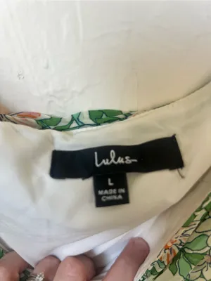 Lulu's Green Floral One-Shoulder Pleated Chiffon Crop Top thumbnail 5