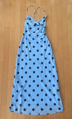 Princess Polly Celena blue and black polka dot maxi dress thumbnail 1