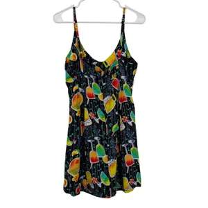 Vintage Big Hed Designs Sundress Women Small Black Cocktail Music Rayon 90's Y2K thumbnail 4