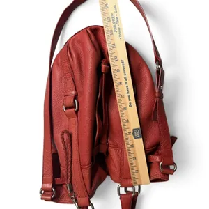 The Sak Red Pebbled Leather Bucket Bag Braided Drawstring Crossbody Handbag Hobo thumbnail 16