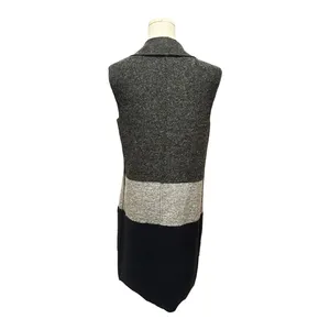 Tahari Colorblock Wool Blend Open Front Long Sweater Vest Women’s Size Large thumbnail 4