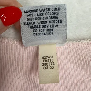 Y2K Vintage Old Navy Size M Long Sleeve Pink Frosty Ribbed Graphic Top 427411 thumbnail 8