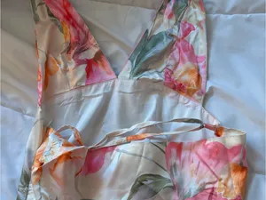 Source Unknown Cream Floral Maxi Dress halter neck open back thumbnail 5