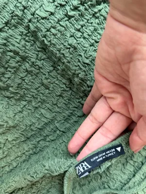 Zara Olive Green High-Neck Textured Tank thumbnail 5