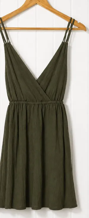 Ecote Urban Outfitters Olive Green Dress XS Strappy Criss Cross Back Mini thumbnail 1