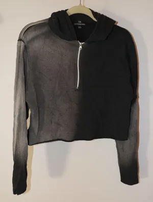 Two Tone Half Zip Hoodie Sweater Size L thumbnail 1