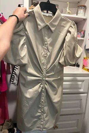 leather dress Tan thumbnail 5