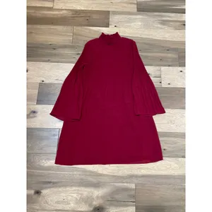 Grey & Gray Dress Size 10 Burgundy Mock Neck Smocked Keyhole Back Bell Sleeve thumbnail 7