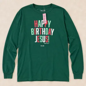 Blessed Girl Womens Happy Birthday Jesus Christmas Long Sleeve Tee Green Size L thumbnail 3