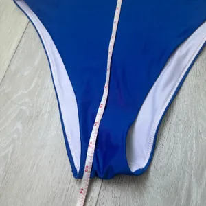 Aerie high cut cheeky bikini bottom bandeau top‎ blue beach white large medium thumbnail 9
