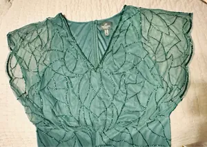 Adrianna Papell Forest Green Formal Sequin GownSize 14w thumbnail 3