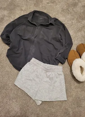 Aerie Button Up Sweatshirt Jacket | Loungewear Essential thumbnail 2