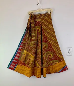 Reversible Maxi Wrap Skirt BINW308 Yellow thumbnail 1