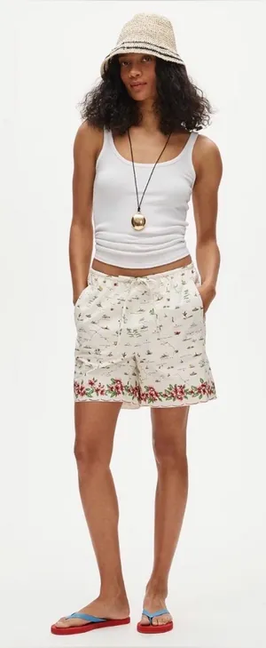 J. Crew Cosmo short in map-print cotton poplin S thumbnail 1