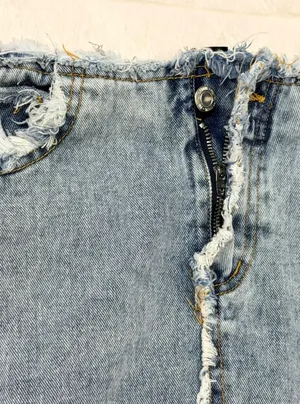 PrettyLittleThing Frayed Vintage Wash Denim Mini Skirt Womens 2 XS thumbnail 7