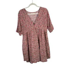 Natural Life Ditsy Floral Mini Babydoll Dress Boho Preppy Pockets Womens XS/S thumbnail 2