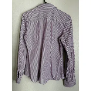 Express Womens M Button Down Shirt Purple White Striped Metallic‎ Long Sleeve thumbnail 2