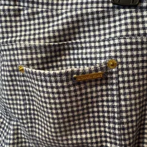 Michael Kors Navy Blue & White Check Pull-on Pants gold details size M women’s thumbnail 5
