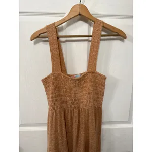 Free People FP Beach Homecoming Wide Leg Linen Blend Jumpsuit in Orange, S thumbnail 3
