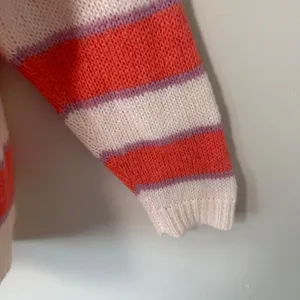 Striped Mohair Wool Blend Sweater Coral Cream‎ Oversize Coastal Airy L/XL NWT thumbnail 5
