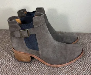 Alberto Fermani Gray Suede Ankle Boots Sz 7.5 Womens Western Casual Preppy thumbnail 1