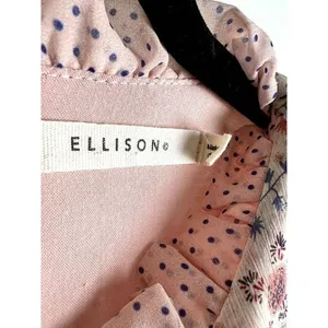 Ellison Pink Floral Polka Dot Mixed Print Ruffle Tiered Midi Dress Size L thumbnail 4