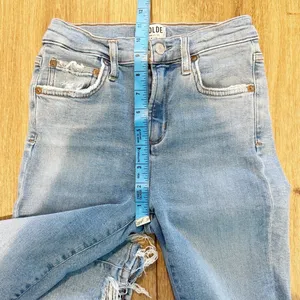 Agolde Womens Denim High Waist Jeans Sz 25 Stretch Comfort Chewed Hem Distress thumbnail 7